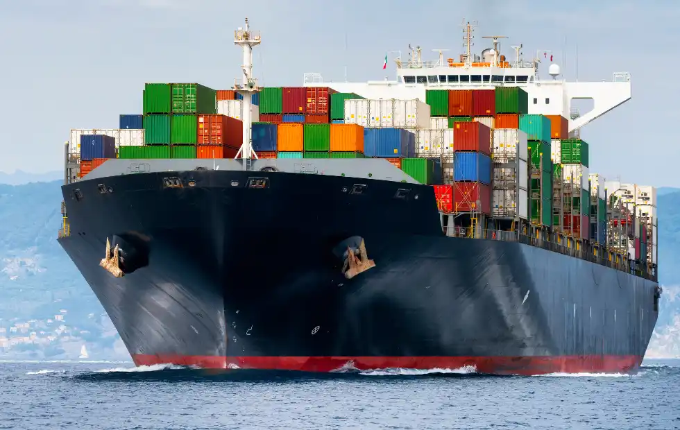 conatiner ship at sea