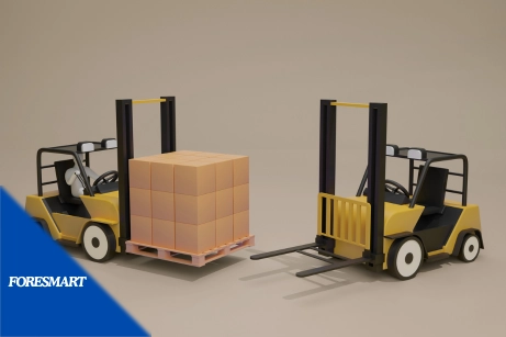 shipping pallets cargo using forklifts